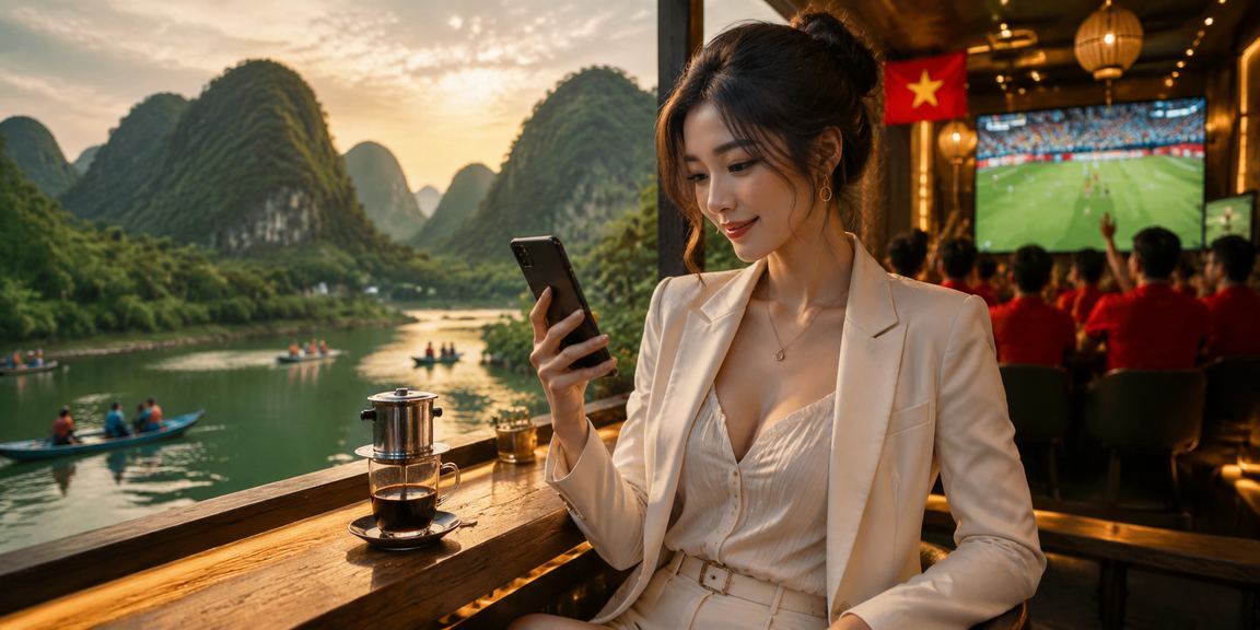 Không gian cà phê Ninh Bình minh họa thói quen kiểm tra ví trước khi chơi mobile